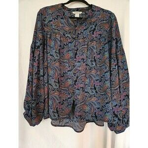 Ophelia Roe Women Blue Long Sleeve Blouse Large